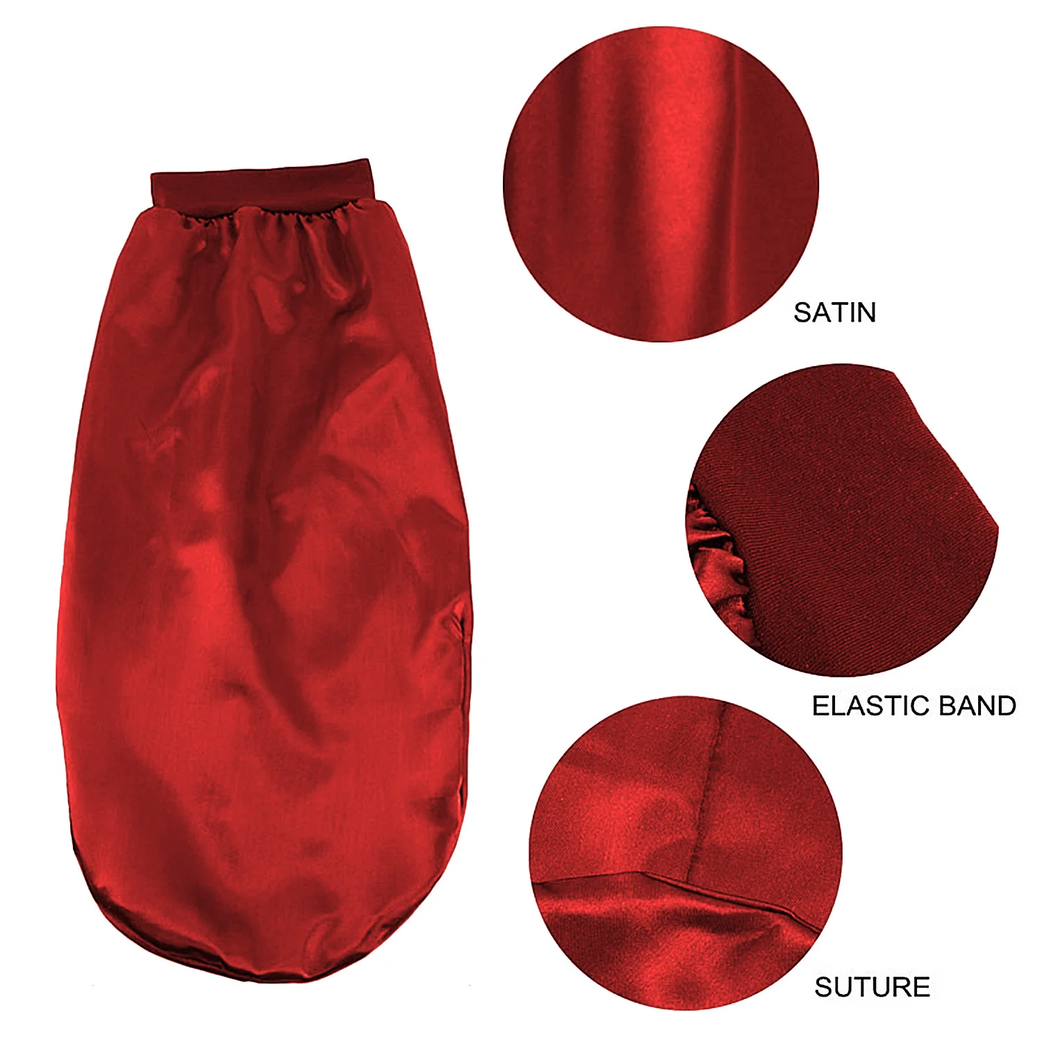 Neue Lange Satin Motorhaube Schlaf Kappe Frauen Seidige Schlaf Kappe Mit Breiten Gummiband Haarpflege Turban Zöpfe Lockiges Haar Natürliche Haar – Detail 7