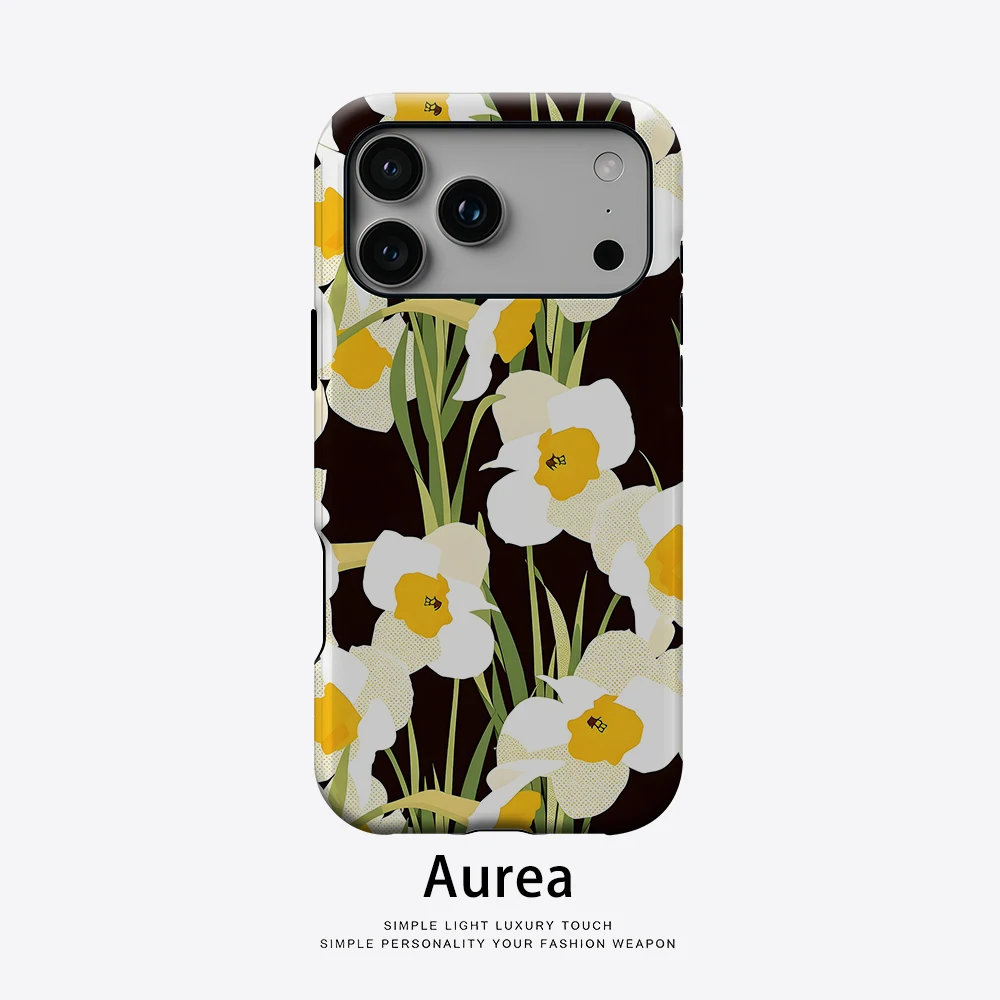 Aurea Case Matte Bumper für MagSafe Hülle für iPhone 18 17 16 15 14 Plus 13 Pro Max Stoßfeste Harte PC Daffodil Night Schutzhülle