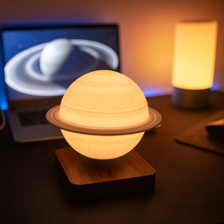 Hot Sale 3D Printed Bedroom Decoration Colorful Touch Control Warm Night Light Magnetic Levitation Floating Saturn Table Lamp