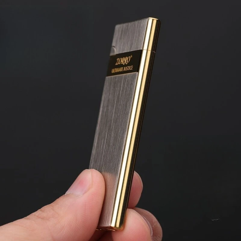 ZORRO Ultra-thin and Slim Lighter, Inflatable with Metal Grinding Wheel, Can Be Carried with You and Put Into A Cigarette Case