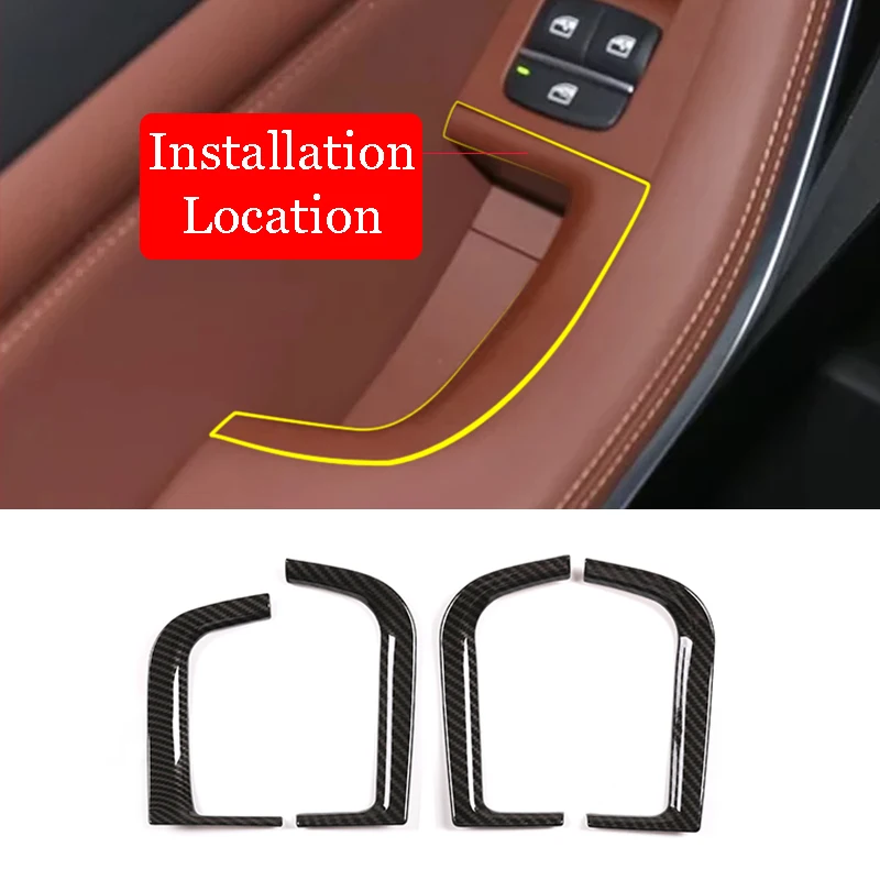 Car Door Storage Box Decorative Frame Trim 4 Pcs Carbon Fiber  ABS Chrome For BMW X5 G05 2019 Car Accessories