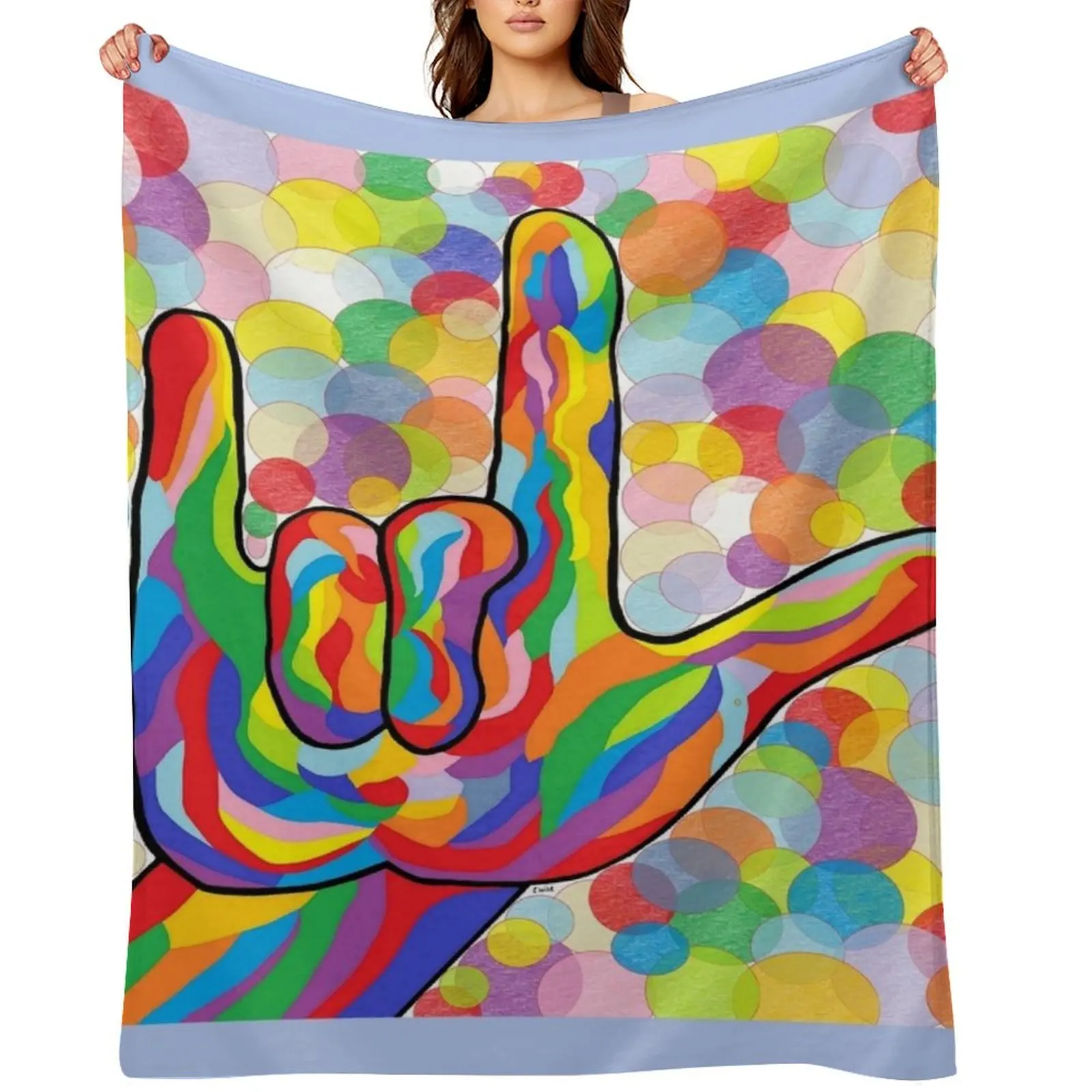 

ASL I Love You on Bubble Background Throw Blanket Summer Beddings Retros Winter beds Thin Blankets