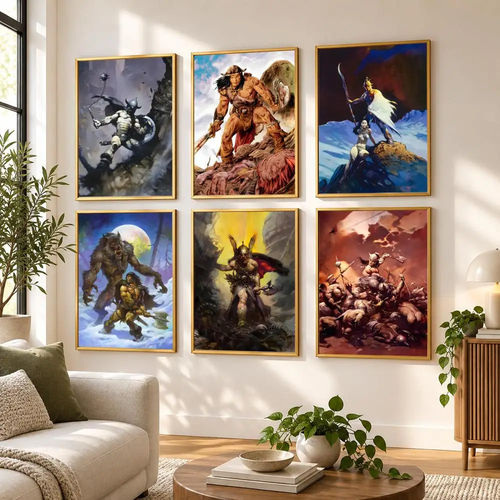 Frank Frazetta art Poster HD art sticky wall waterproof home living room bedroom bar aesthetic decoration