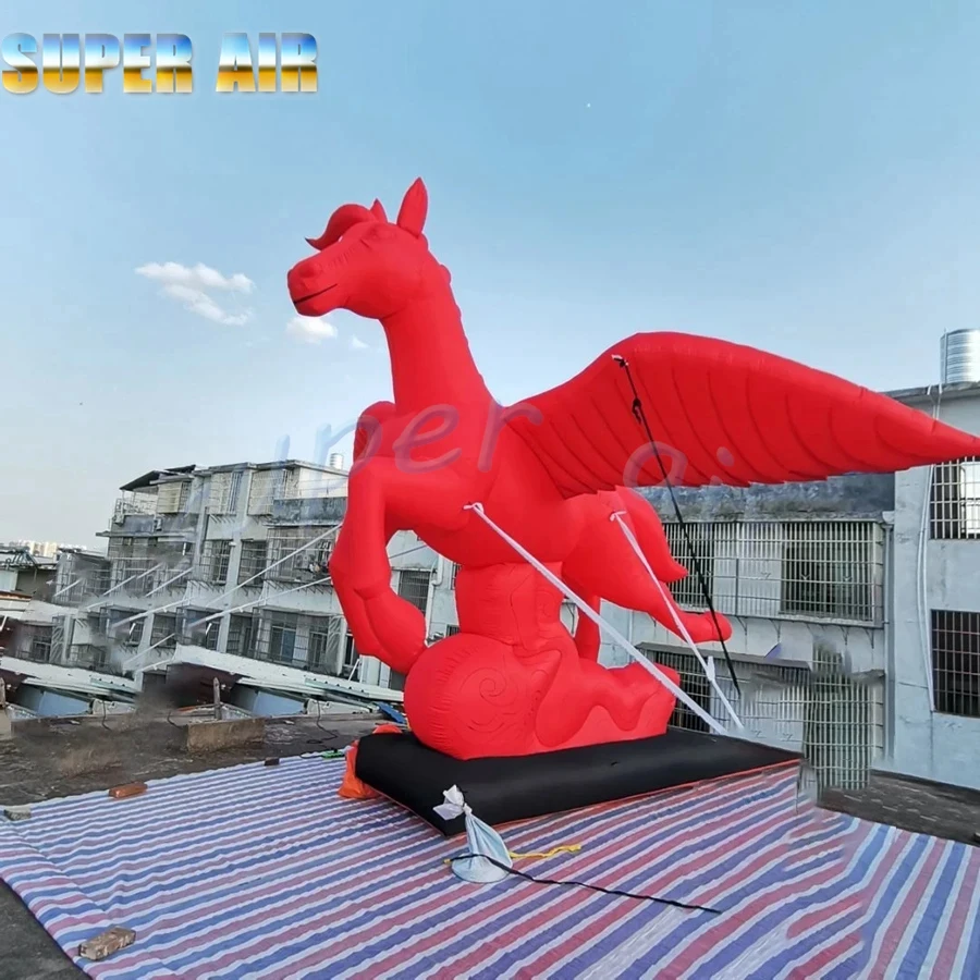 The new year of dragon promotion red inflatable horse with wing for event