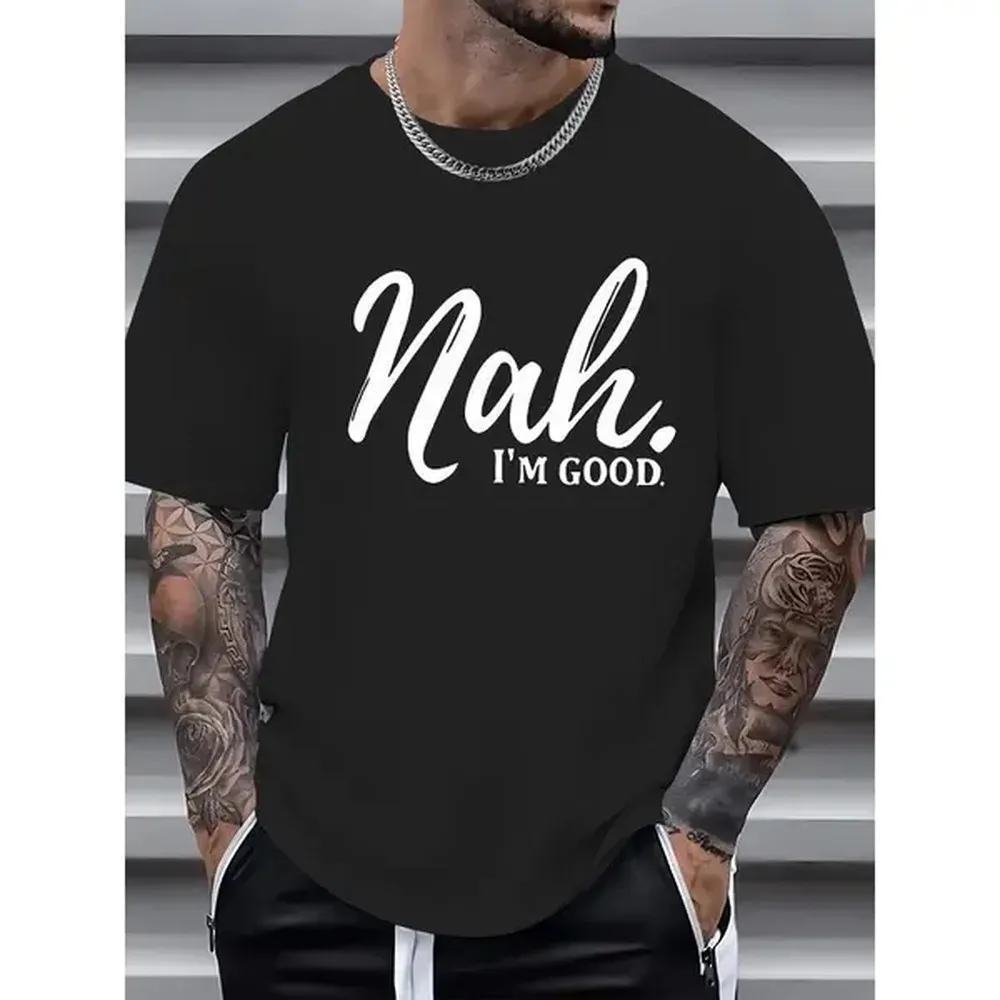 100% Cotton 1Pc, 100% Cotton T-Shirt, Expressive & Versatile 'Nah I'M Good' Men'S Tee: Quick-Dry, Breathable Comfort, All-Year Round Casual Golf Gift T-Shirt For Men And Women
