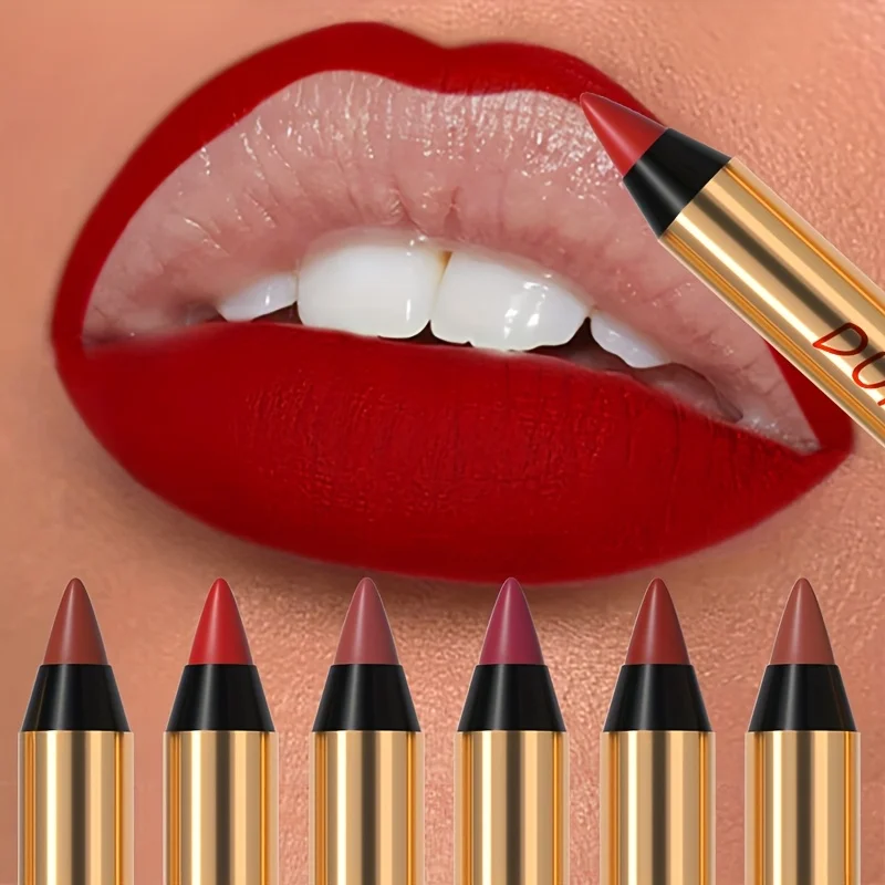 6-delige lipliner lippenstift universeel blijvend gemakkelijk te kleuren waterdicht podiumfestival make-up dagelijkse make-up
