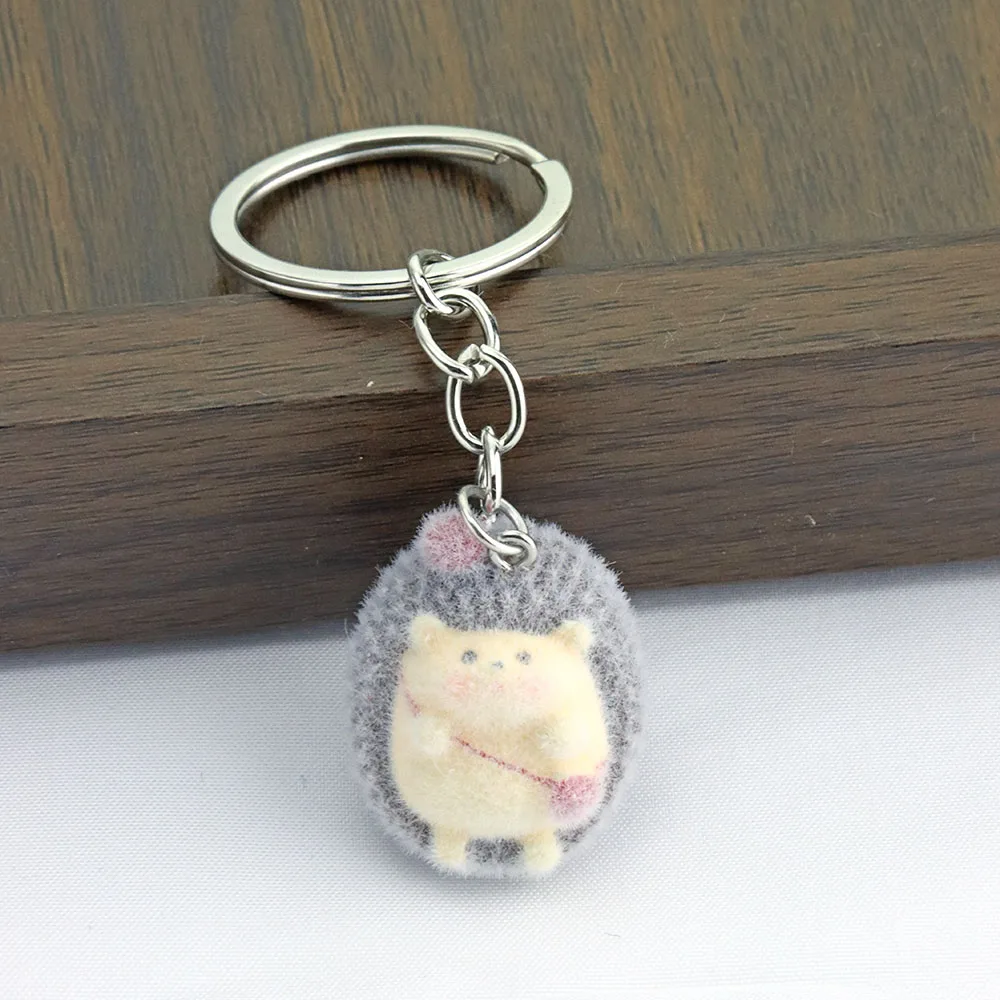 

5 Pcs New Design Flocked Resin Hedgehog Phone Charm Cute Keychain Backpack Decoration Jewelry Accessory