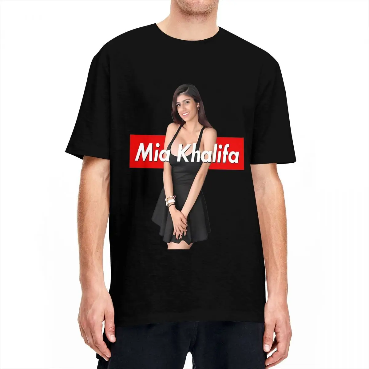 Casual Retro Mia Khalifa T-Shirt Men Round Neck Short Sleeve Tops Cotton Summer Top Tee