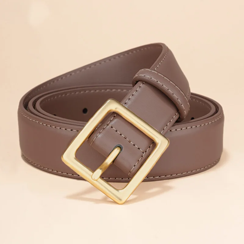 여성을 위한 새로운 정품 가죽 벨트, 다용도 핀 버클 심플한 개성 매칭 청바지 벨트, 캐주얼 틈새 벨트