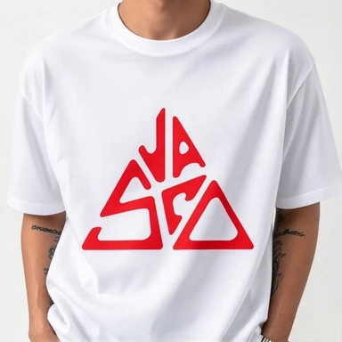 2026 Unisex Abstract Letter T Shirt Men Casual Cotton Tee Bold Red Triangle Typography Front Print Modern Urban Style Short