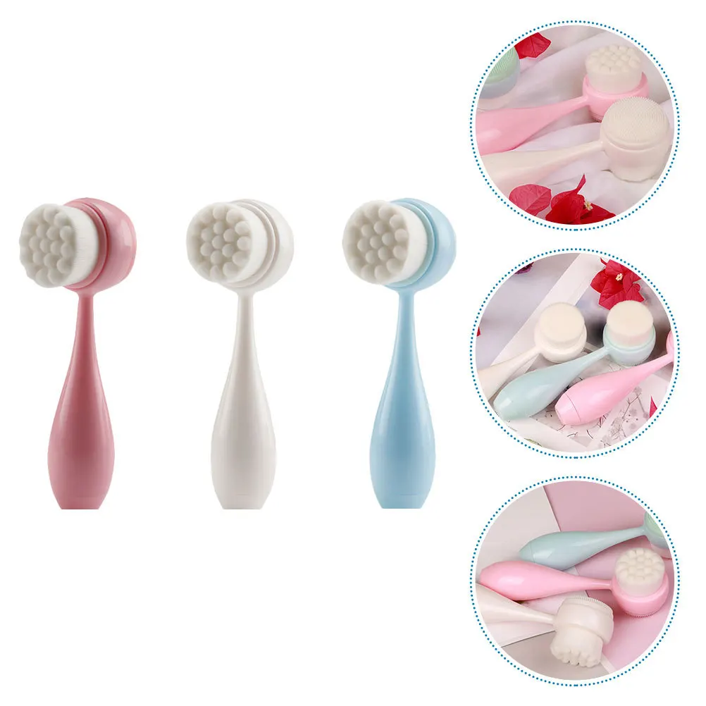 3Pcs Silicone Facial Brush Manual Face Wash Cleaning Tool Deep Pore Cleanser Exfoliating Scrubber for Effective Blackhead