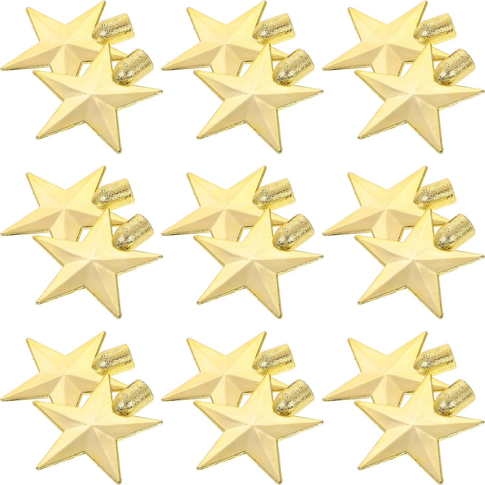 

20Pcs Festival Star Tree Topper - 6Cm Glitter Gold Metal Five Pointed Hollow Treetop Ornament for Christmas Party Ambient Decor