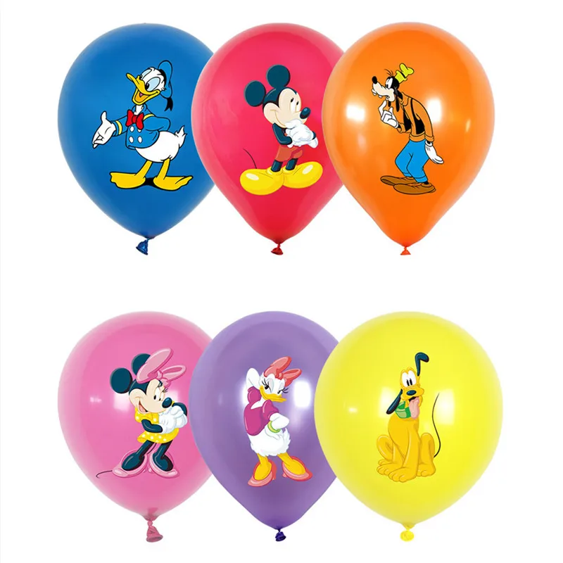Décoration de fête d'anniversaire Minnie Mickey Mouse, ensemble de ballons en Latex de 12 pouces imprimés de dessins animés pour enfants, jouets de réception-cadeau pour bébé, 12 pièces