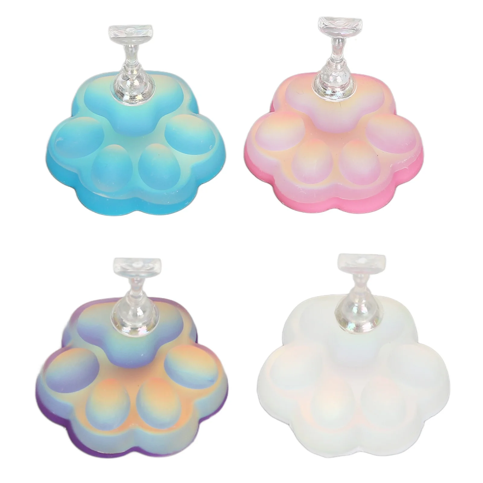 4pcs Nail Art Display Stand Cat Paw Shaped Magnetic Bottom Nail Tip Holder for Salon Use
