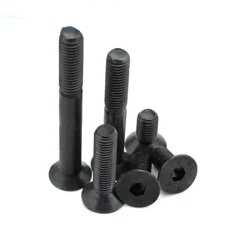 Black Hex socket Flat Head Long Bolts KM DIN79910.9 Level Countersunk Head Hexagon Socket Machine Screw M8 m10 m12 m16 M20 2Pcs