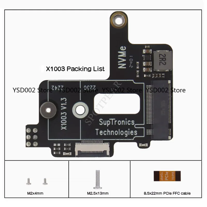 X1003 Raspberry Pi 5 PCIE to M.2 NVME SSD Expansion Board Pi5 2242 2230