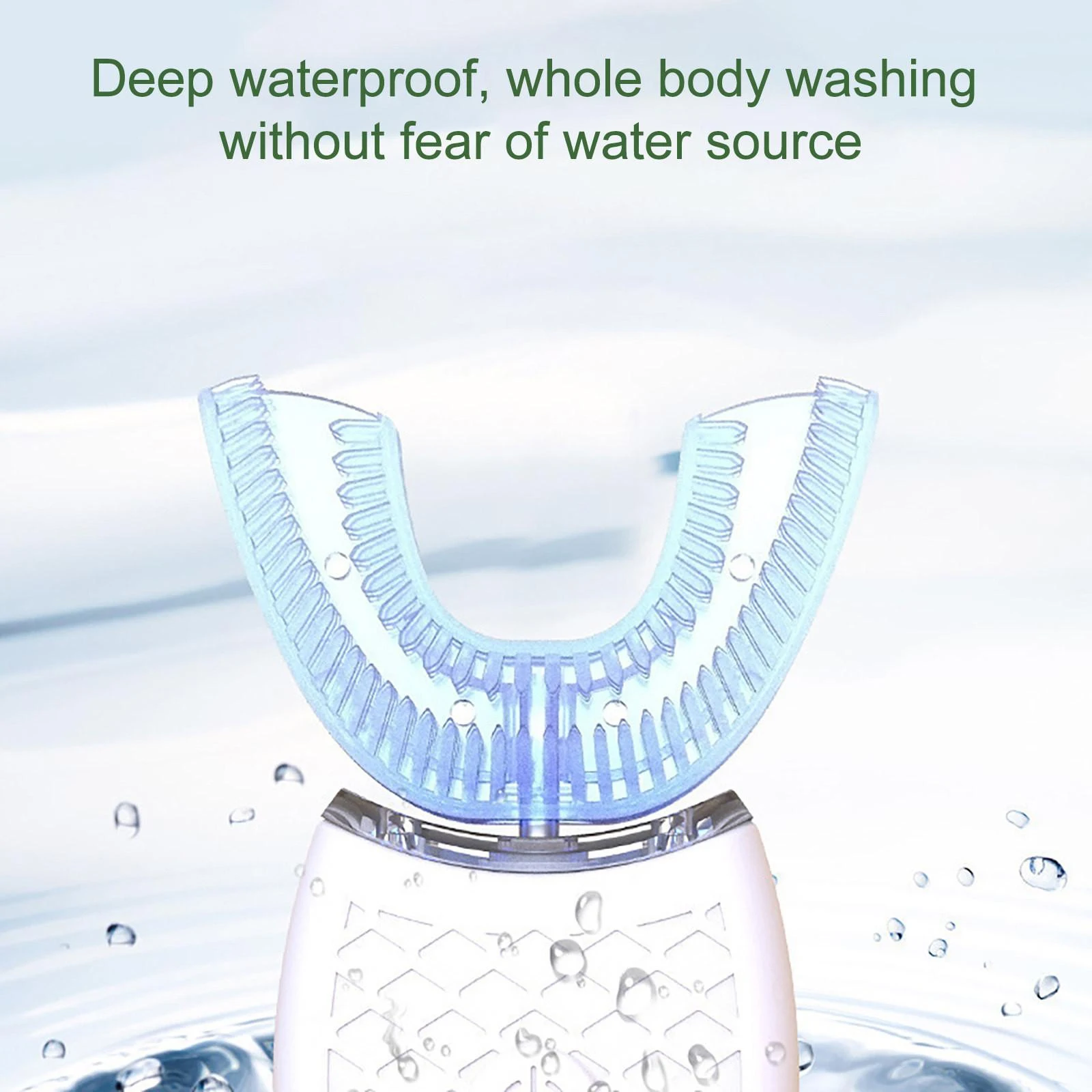 فرشاة أسنان كهربائية على شكل حرف U 360 °   تنظيف الفم بدون استخدام اليدين، رأس فرشاة سيليكون مقاومة للماء، فرشاة أسنان أوتوماتيكية ذات 4 تروس