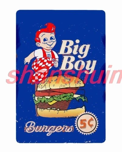 bobs Big Boy Burgers 5 cents Large Tin Sign 8 x 12 ASC