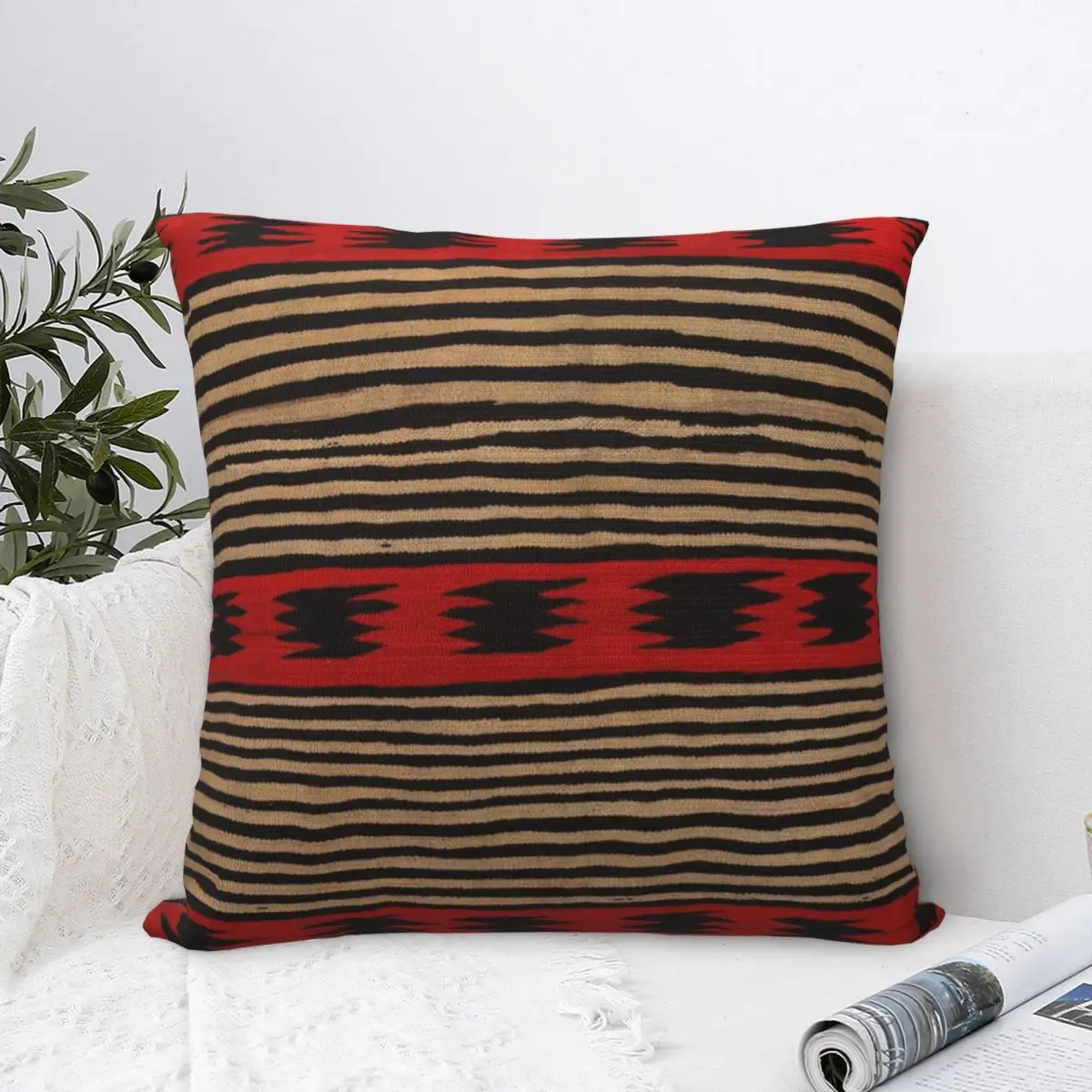 1870 Navajo Chief Wearing Blanket Square Pillowcase Polyester Pillow Cover Velvet Cushion Decor Comfort Throw Pillow For Home