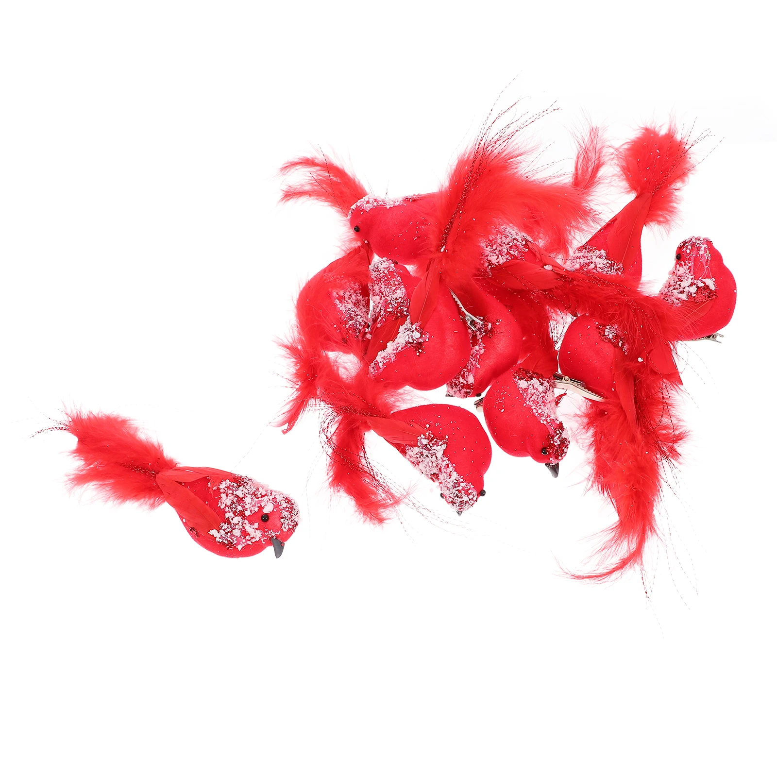 

12 Pcs Simulation Bird Decoration Cardinal Clip Christmas Tree Ornaments Halloween Artificial Birds