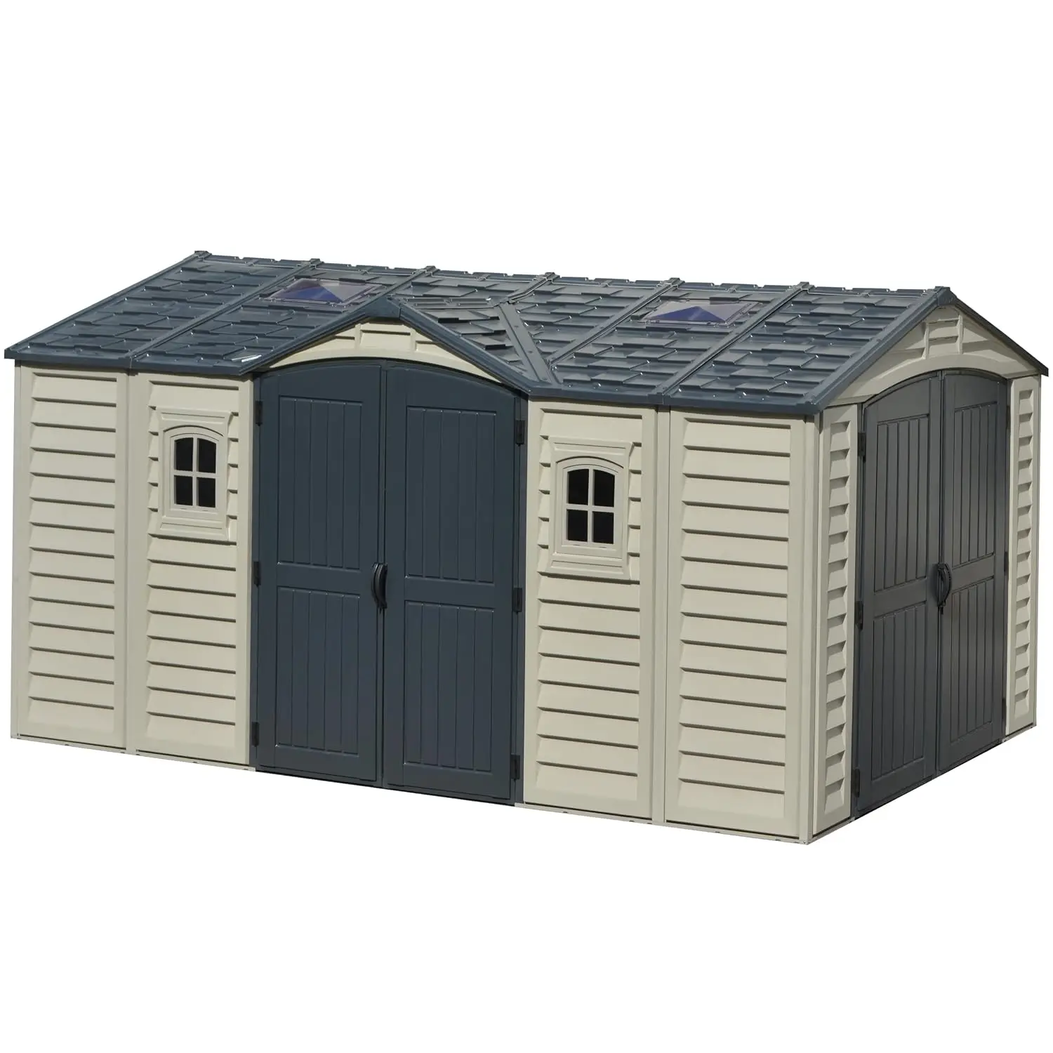 15x8 ft PVC Resin Garden Shed with Floor in Light & Dark Grey, Customized