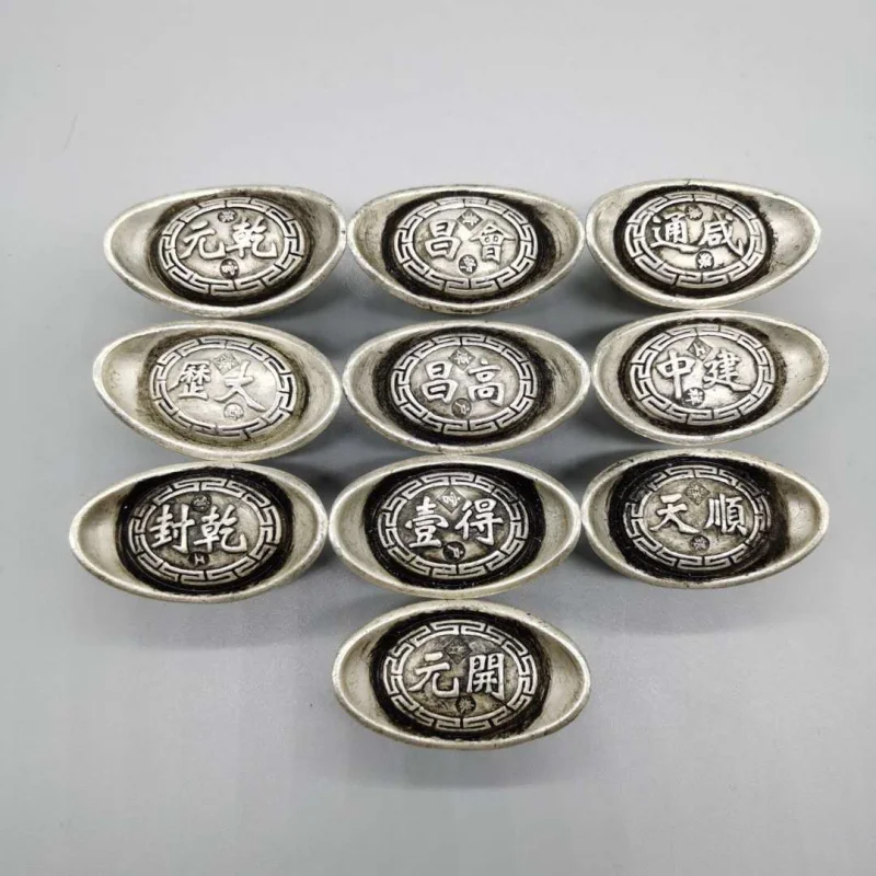 

Factory Wholesale Antique-Style White Copper Silver-Plated Tang Dynasty Silver Ingots Wholesale Silver Bars Crafts