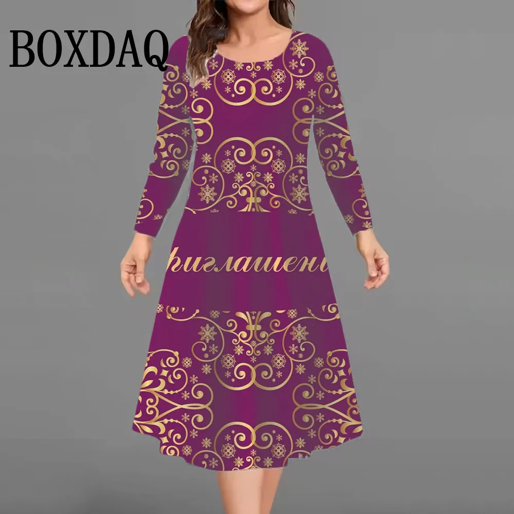 Christmas Tree Women Short Dresses Long Sleeve Festival Ladies Loose Plus Size Dress 3D Print Christmas Street Female Mini Dress