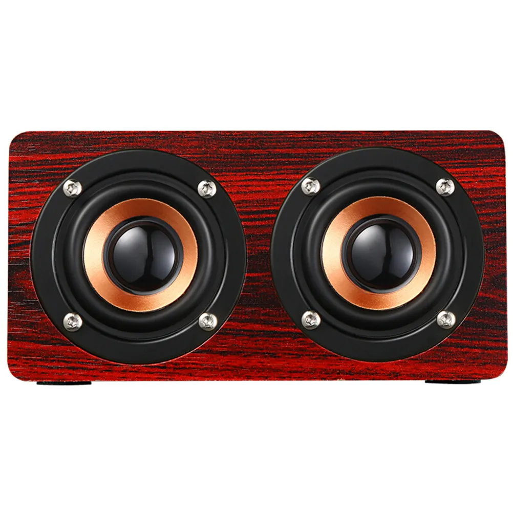 

Retro Wood Speaker Red Hifi Dual Loudspeakers Portable Wireless Aux in Mp3 Player Vintage Wooden Speaker