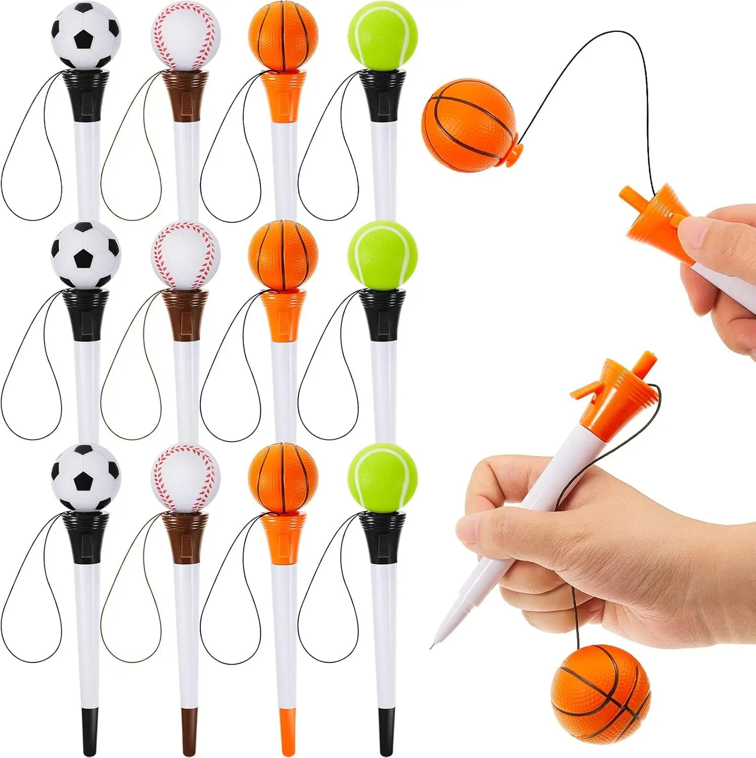 Monking Funny Pens Basketball Football RugbyGel Ink Pens Jumping Design Decompression Pen for Birthday School Party Supplies