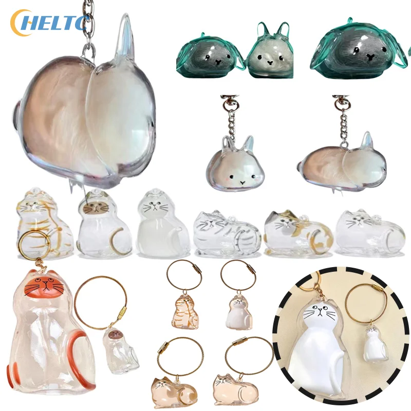 

1pc Pet Hair Transparent Rabbit Hair Organizer Pendant Keychain Backpack Souvenirs Storage Capsule Pet Memorial Collection Bag