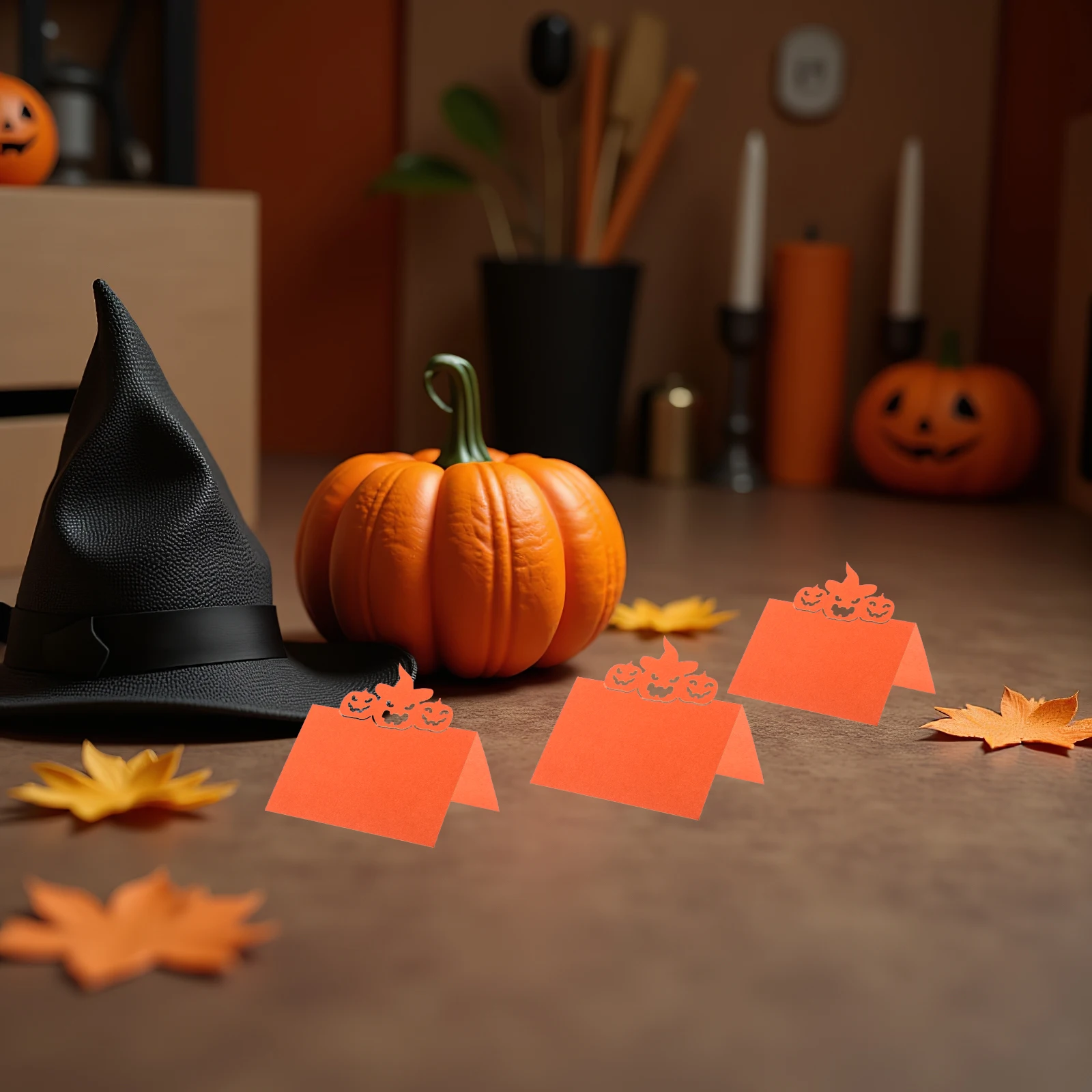 

50 Pcs Halloween Seat Card Blank Table Cards Folded Tent Seating Dinner Party Place Pearl Paper Guest