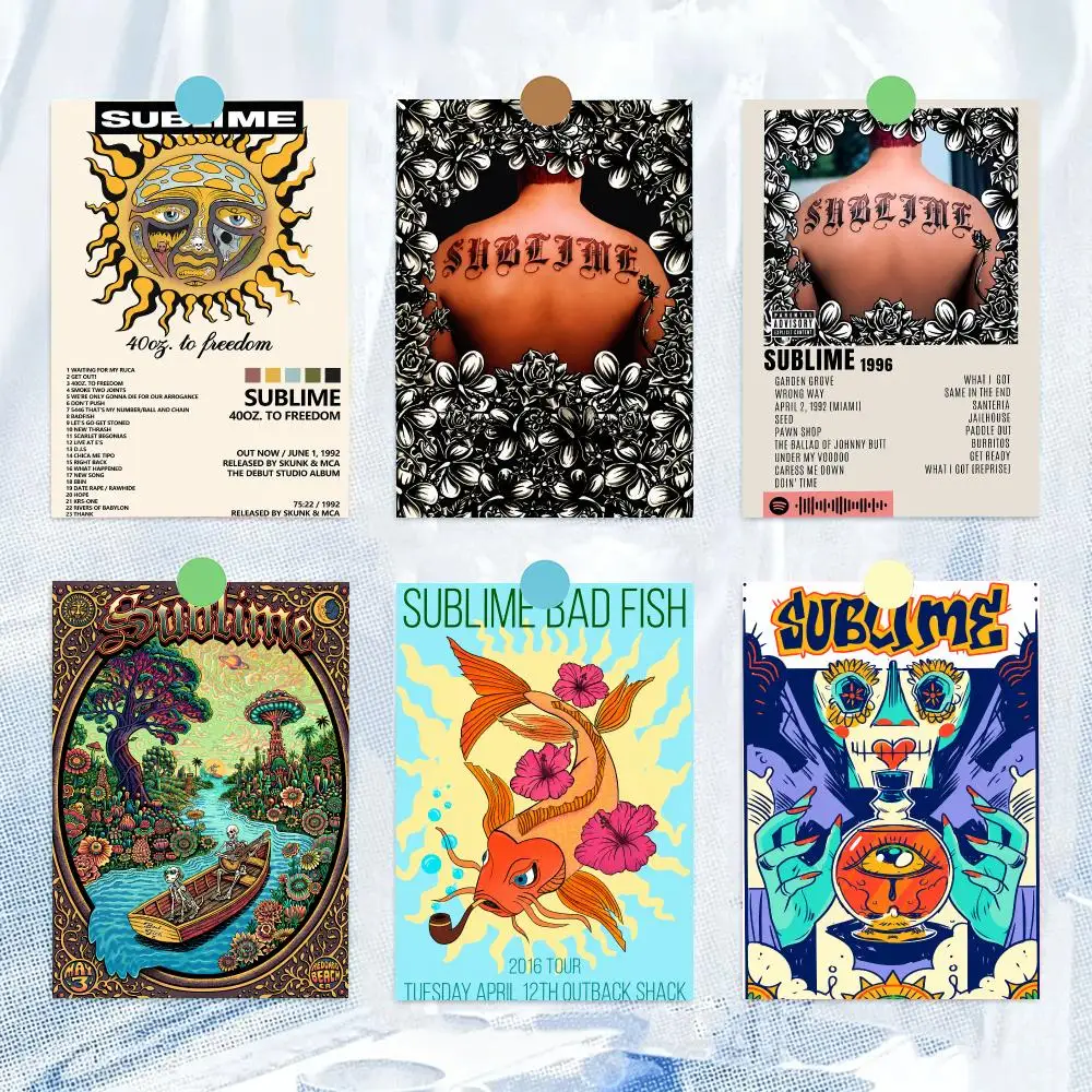 Music S-Sublime Ska Punk Rock Band Retro Poster HD Wall Decor for Bedroom Living Room Dorm Bar Cafe Office Gift