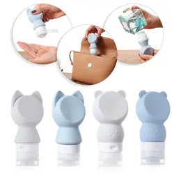Portable Silicone Refillable Bottle Cartoon Cute Empty Travel Packing Press for Lotion Shampoo Cosmetic Squeeze Containers