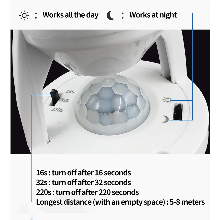 360 stopni indukcja człowieka lampa z czujnikiem ruchu podstawa gniazda AC85-265V opóźnienia wyłącznik czasowy podstawa konwertera Adapter gniazda