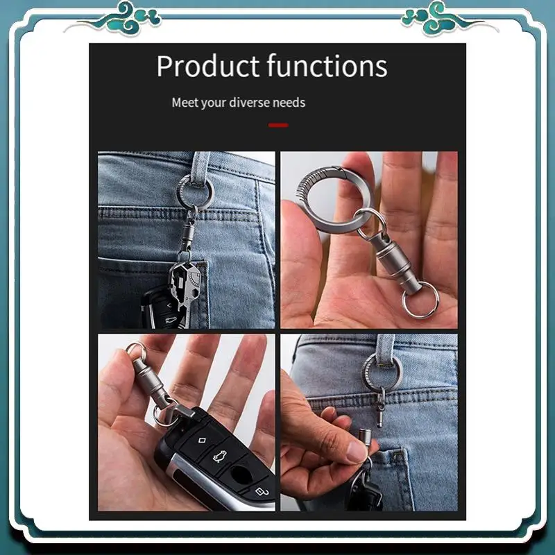 

Reliable Alloy Two Way Key Ring Lightweight Detachable Key Attachment Multifunctional Rust Resistant EDC Tool Gray