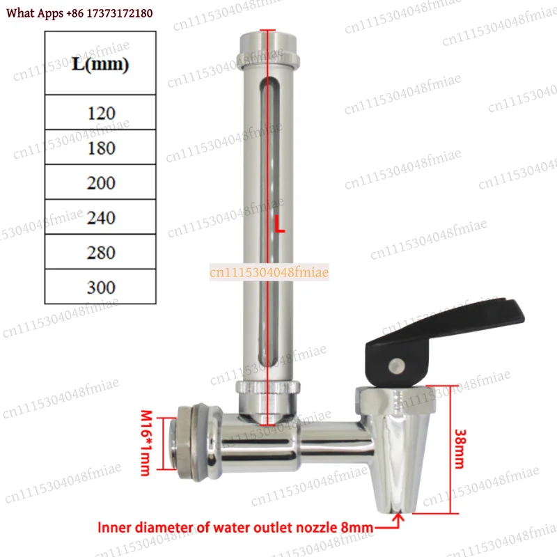 1PCS Sight Glass Spigot M16 with Water Level Gauge Faucet for Hot Water Bucket Wine Barrel Filter Tank 120-300mm