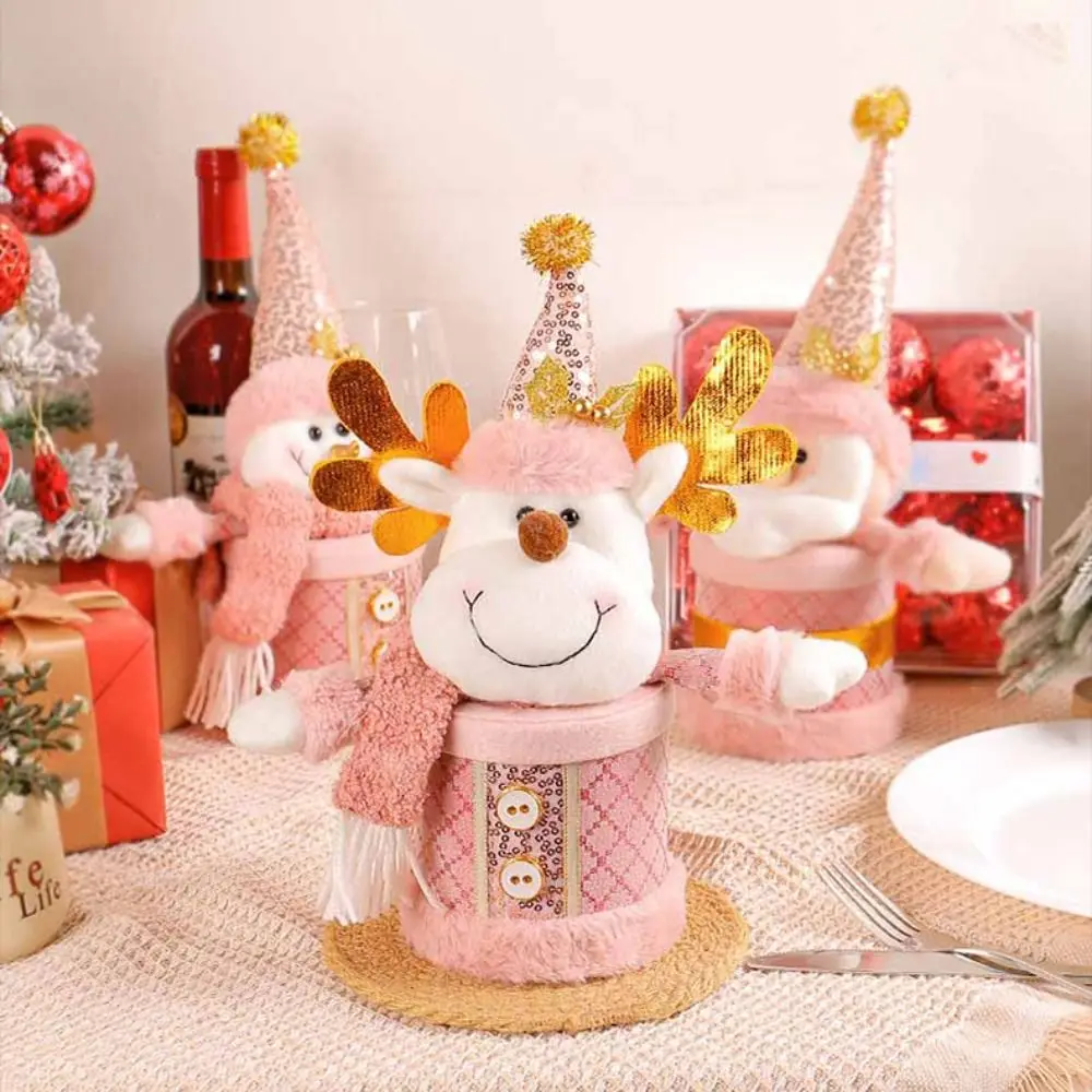 

Creative Santa Claus Candy Box Snowman Pink Gift Box Elk Deer Christmas Eve Apples Bag