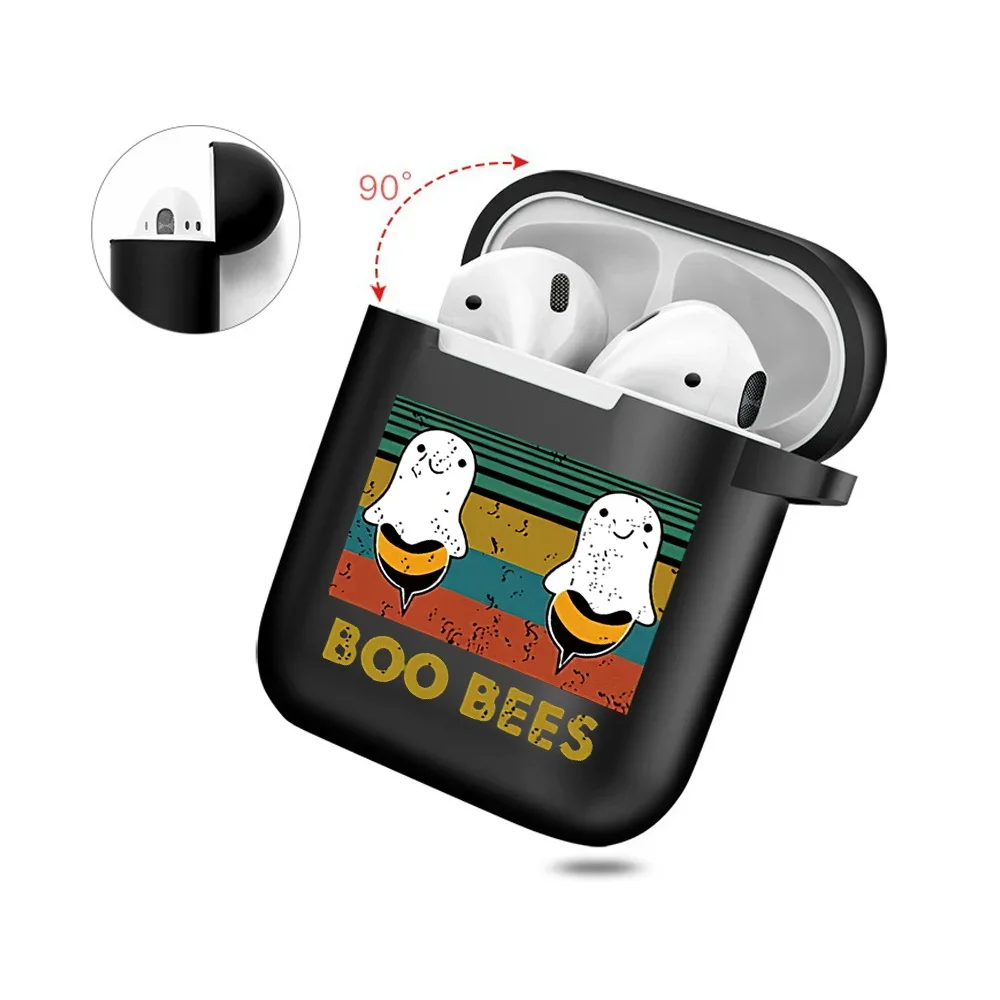 Apple Airpods第1/2世代用シリコンケース,ブラック,Bluetoothワイヤレスヘッドフォン用保護カバー,アンチドロップ