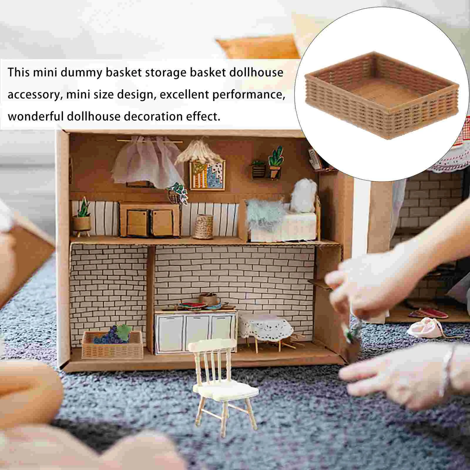 Mini Basket Miniature Shopping Fruit Woven Baskets Model Miniture Decoration Toy Dollhouse Kids Weaving Micro Scene