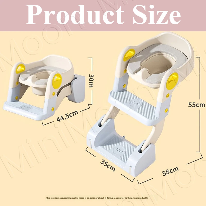 2-in-1 Foldable Portable Potty for Kids, Toilet Training Seat with Built-in Step Stool