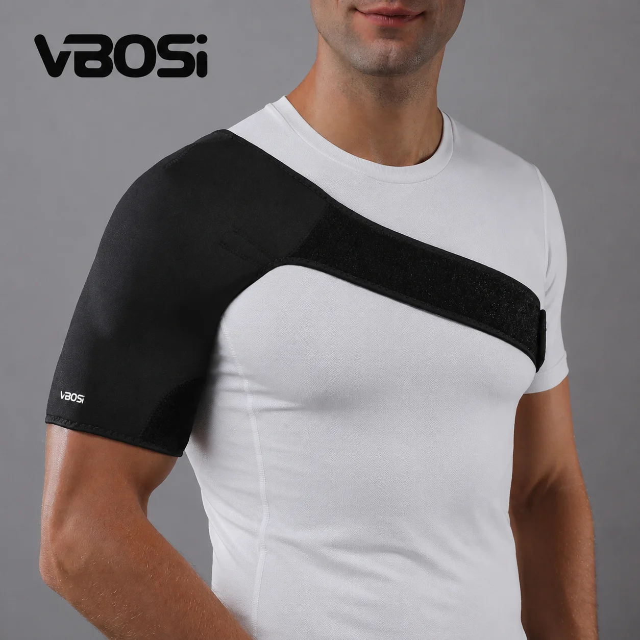 VBOSI 1-teilige, atmungsaktive, elastische Schulterstütze, Rotator-Manschettenbandage, verstellbar, passend für den linken und rechten Arm für Männer und Frauen