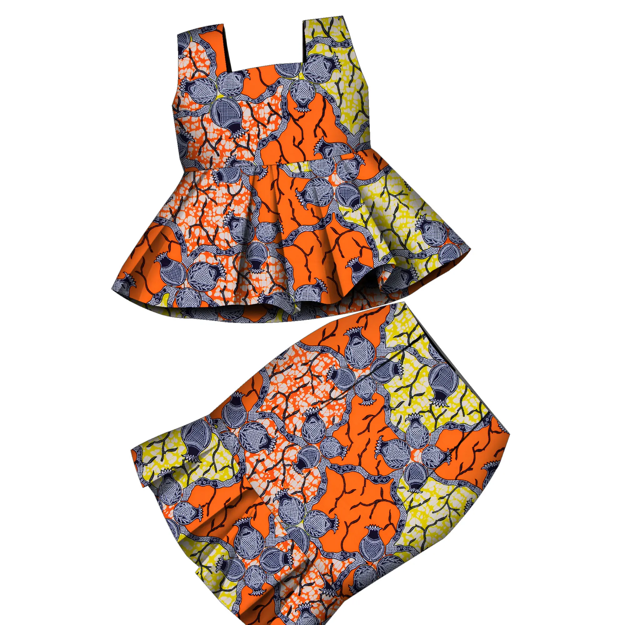 

Африканский комплект платьев для детей, традиционная одежда для девочек, костюм с юбкой Bazin Riche с африканским принтом для особых случаев WYT815