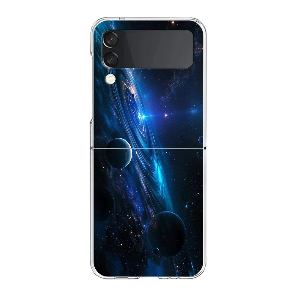 Universe Space Painting Phone Cover For Samsung Galaxy Z Flip 8 7 6 5 4 Case Transparent For Samsung Z Flip 3 Hard PC Foldable