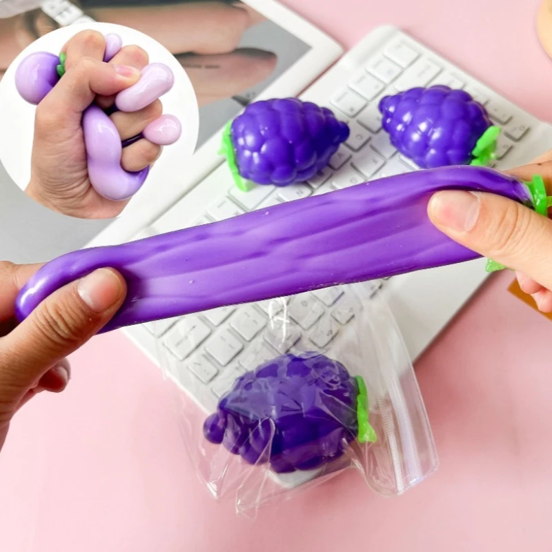 Fluid Grape Stress Ball Squishy Fidgets Toy Slow Rebound Decompression Fruit Squeeze Toy Food‑Play Toy Gift for Adult Gifts