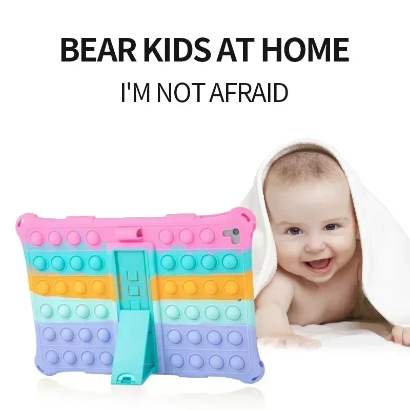 어린이 iPad 태블릿 케이스, 10.2 7 8 9 세대, Pro11 Air4 5 소프트 스탠드 팝 장난감 케이스, iPad 9.7 2017 2018 mini3 4 5 Funda