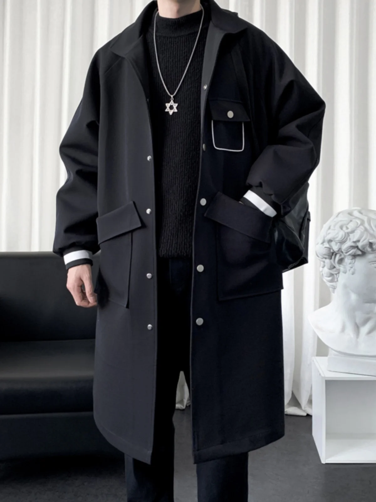 

Мужская ветровка премиум-класса, повседневная, в британском стиле, средней длины, молодежная, модная, ветрозащитная, для весны и осени