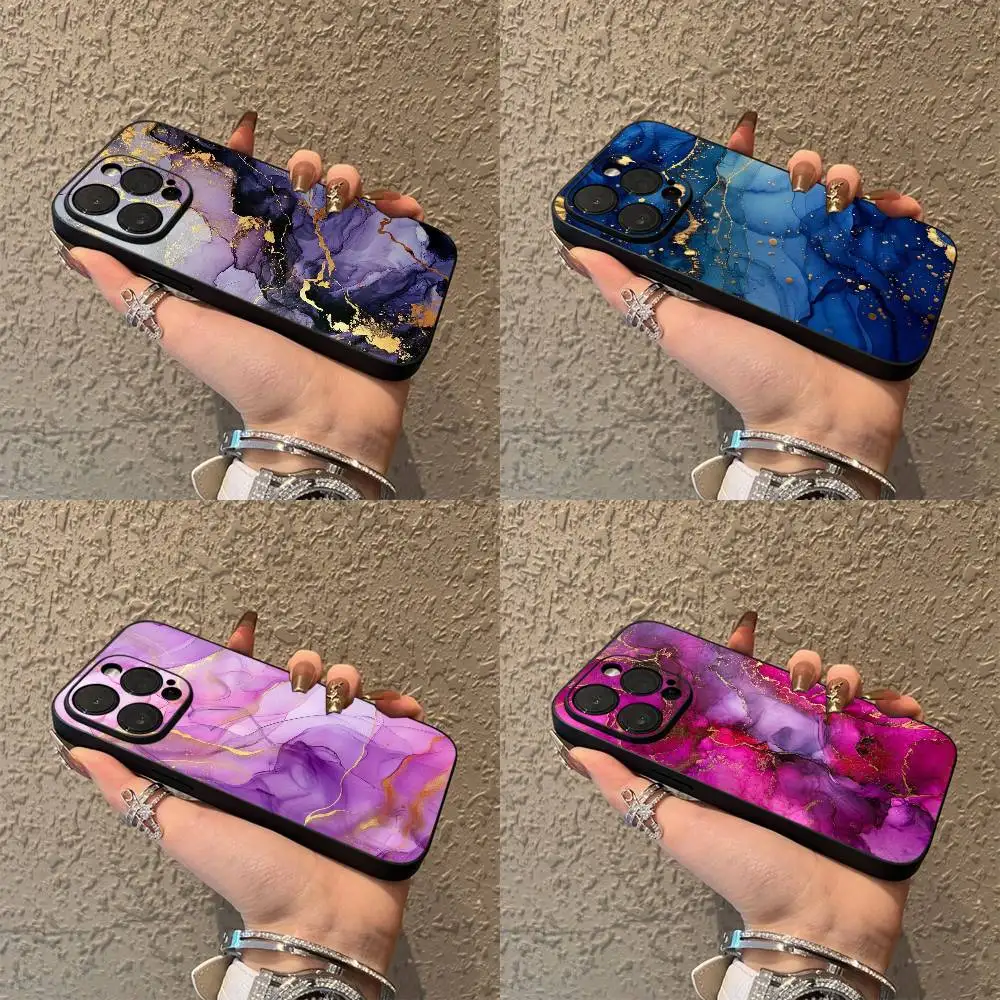 

Gold Marble Texture Colorful Phone Case For iPhone 15,16,12,14,13,11,17,Pro,Max,Plus,E,Air,Mini Black Cover