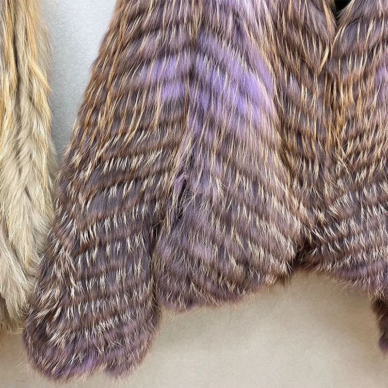 Moda Zima 2025 Nowe Prawdziwe Naturalne Paski z Futra Lisa Szew Toghter Krótki Styl Cienkie Futra Luksusowe Puszyste Grube Ciepłe Kurtki