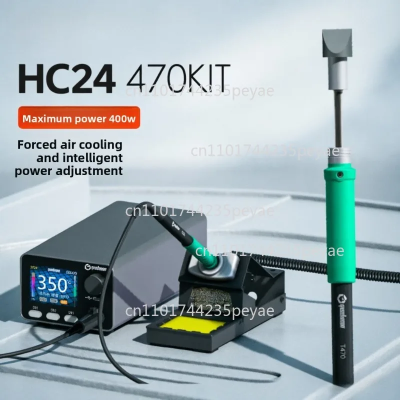 HC24 400W Heavy Duty Soldering Station Compatible T115 T210 T245 C470 T12 Soldering Tips Color Curve Display