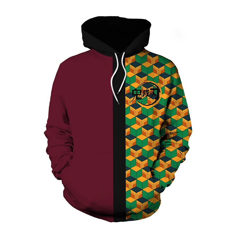 Sudadera con capucha de poliéster con estampado 3D de Anime Demon Slayer para hombre, jersey de Cosplay para hombre, Tops, sudadera holgada informal de otoño, ropa de calle